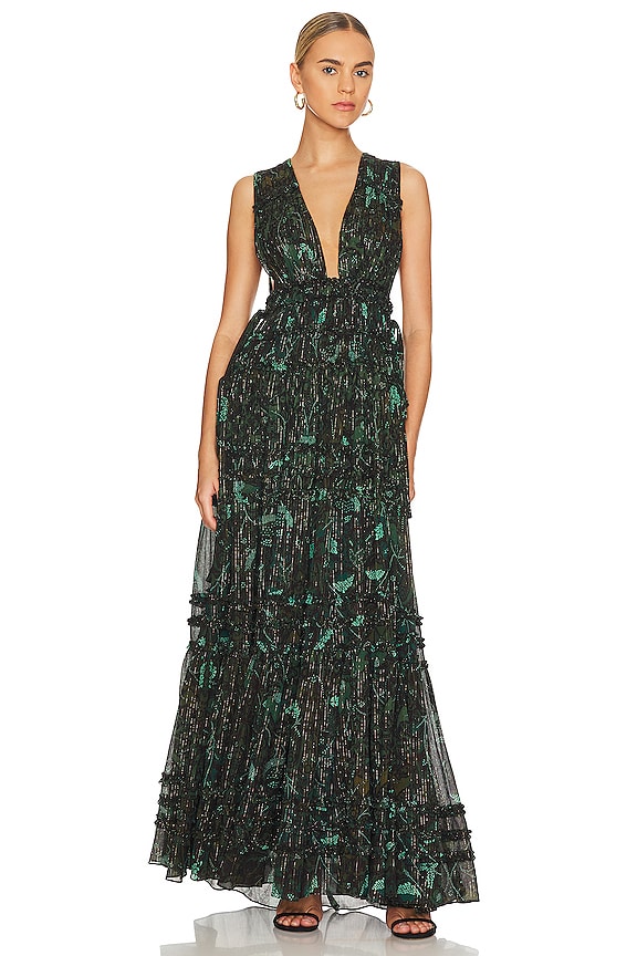 Ulla Johnson Fiona Gown in Rainforest | REVOLVE