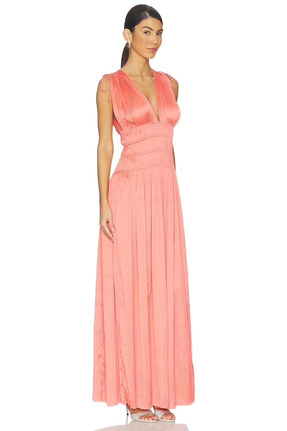 view 2 of 4 Tasneem Deep V Gown in Coral