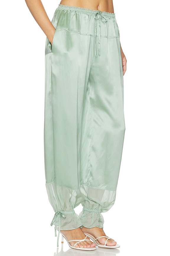 view 2 of 6 Camile Silk Cinched Pant in Celadon
