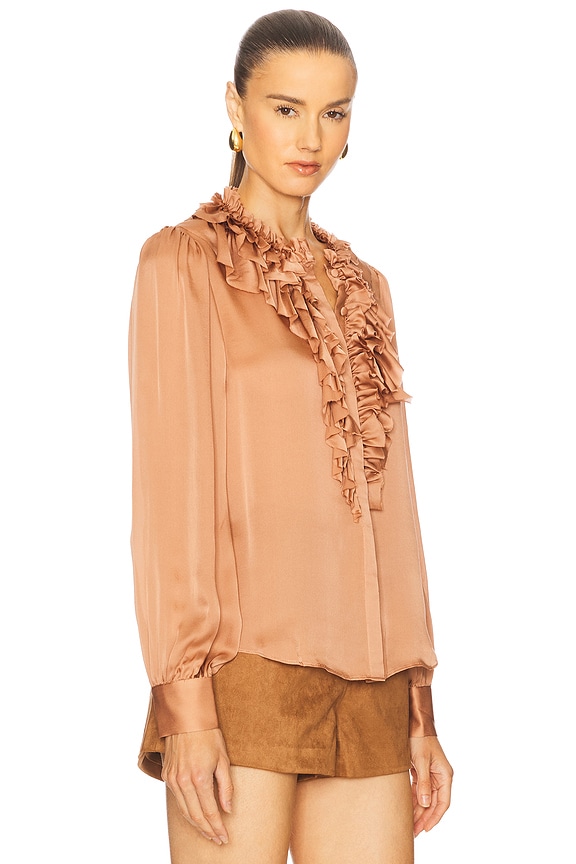 view 2 of 4 Rouen Silk Ruffle Blouse in Desert Rose