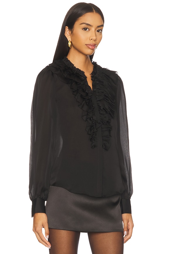 view 2 of 4 Rouen Silk Long Sleeve Blouse in Noir
