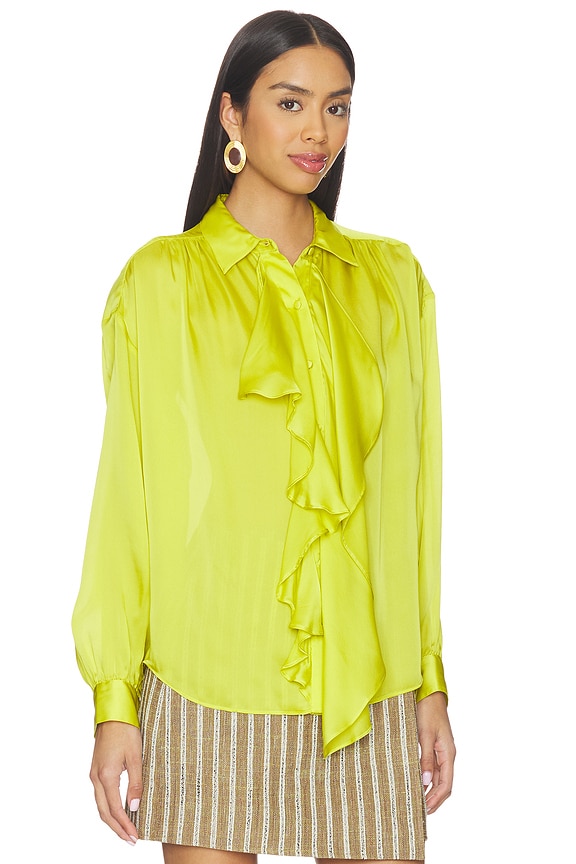 view 2 of 4 Gesture Long Sleeve Silk Blouse in Chartreuse