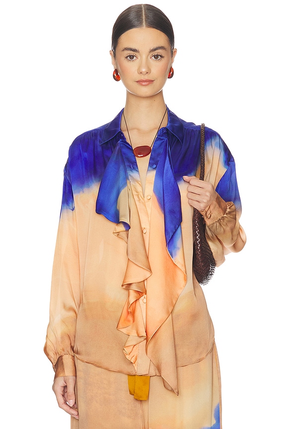 view 1 of 5 Gesture Long Sleeve Silk Blouse in Moontide