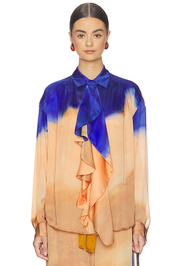 view 2 of 5 Gesture Long Sleeve Silk Blouse in Moontide