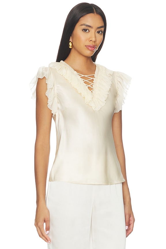 view 2 of 4 Ilyana Sleeveless Silk Top With Lace Up in Ivory