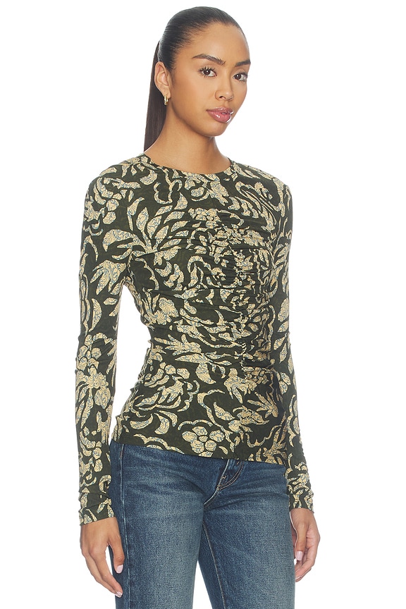 view 2 of 4 TOP DE PUNTO DE MANGA LARGA ASHA  in Khaki Floral