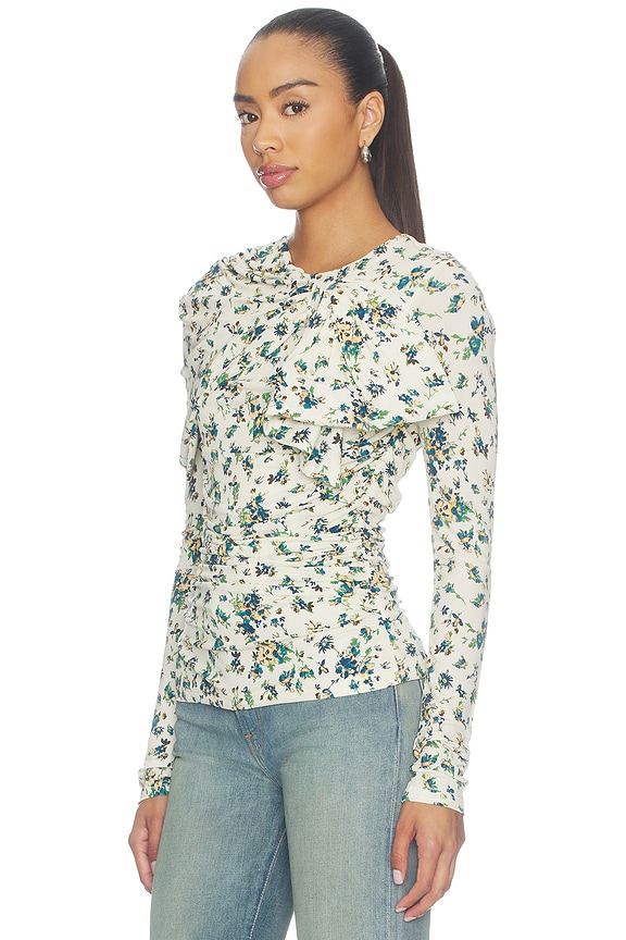 view 2 of 4 Neema Draped Jersey Top in Pearl Floral