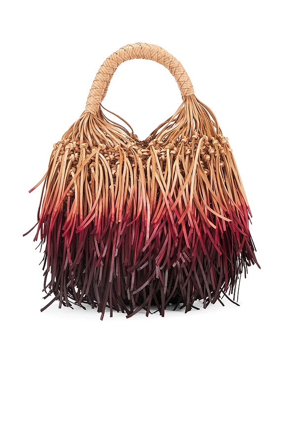 view 2 of 4 BOLSA HOBO PEQUENA COM FRANJA VALERIA in Pomegranate Ombre