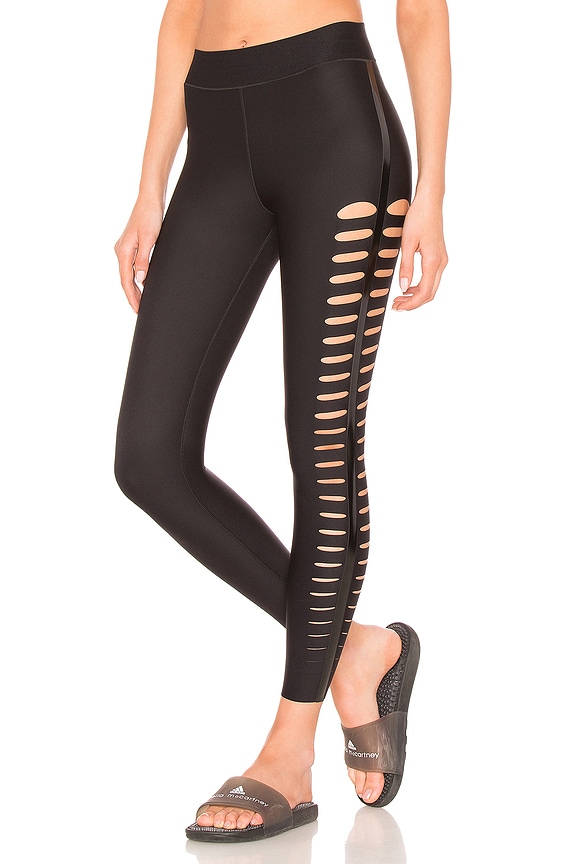 view 1 of 4 Sprinter Silk Slash Legging in Nero & Patent Nero