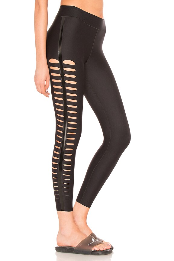 view 2 of 4 Sprinter Silk Slash Legging in Nero & Patent Nero