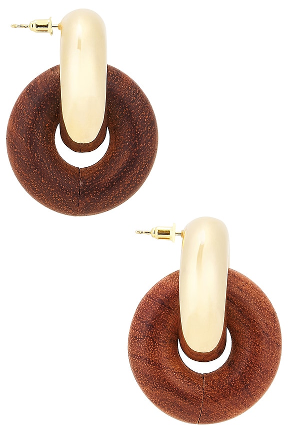 view 2 of 3 PENDIENTES CUMULUS in Undone Wood & Gold