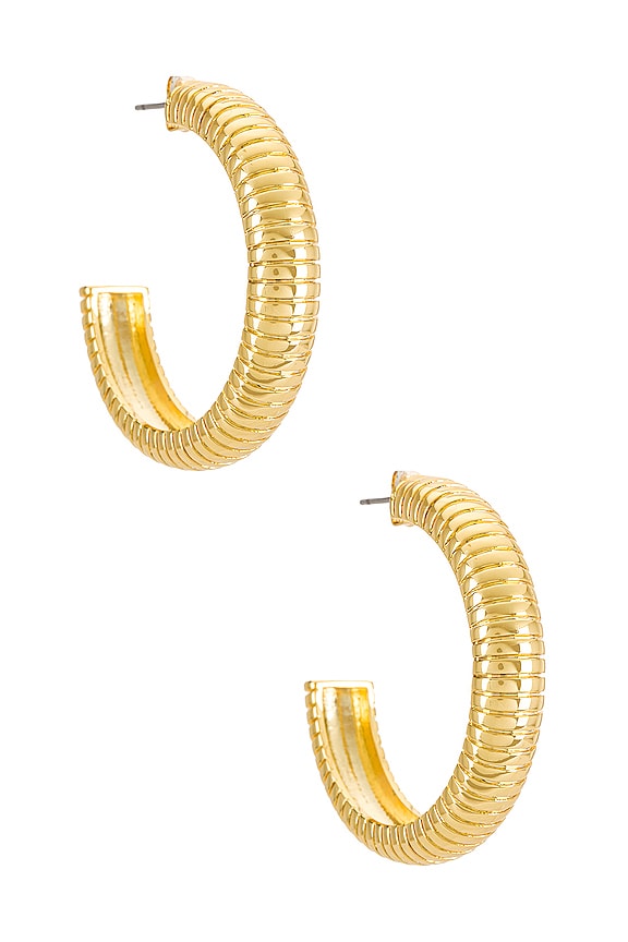 view 1 of 3 Fine Line Hoops Earrings in Gold