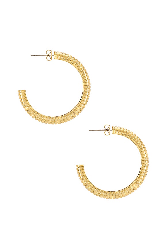 view 2 of 3 Fine Line Hoops Earrings in Gold