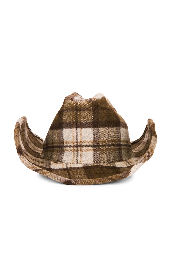 view 2 of 4 Plaid Cowboy Hat in Brown & Cream