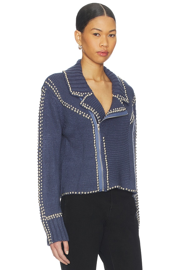 view 2 of 5 PEIGNOIR CROPPED MOTO in Blue