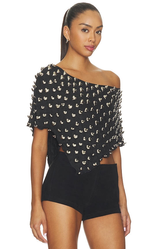 view 2 of 5 Heart Charm Cropped Poncho in Black