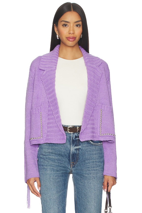view 2 of 6 Cropped Rodeo Cardigan in Purple