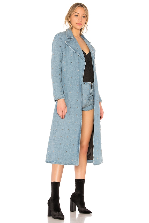 view 2 of 4 Studded Denim Duster Jacket in Sky Blue