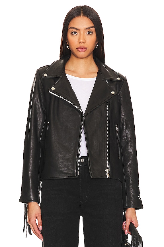 view 2 of 6 Baddie Fringed Moto Jacket in Black