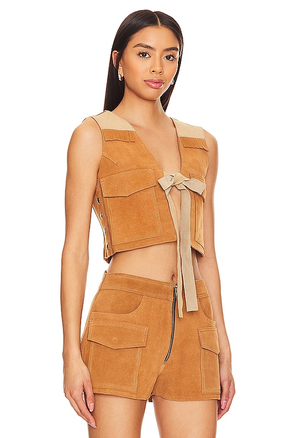 view 2 of 4 Sugar Suede Vest in Tan