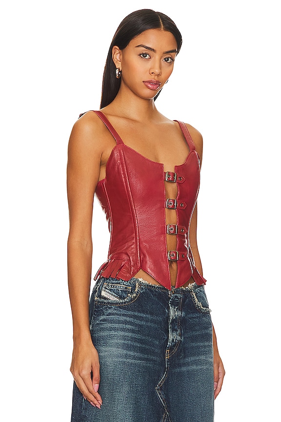 view 2 of 4 Finish Line Corset Top in Rusty Red