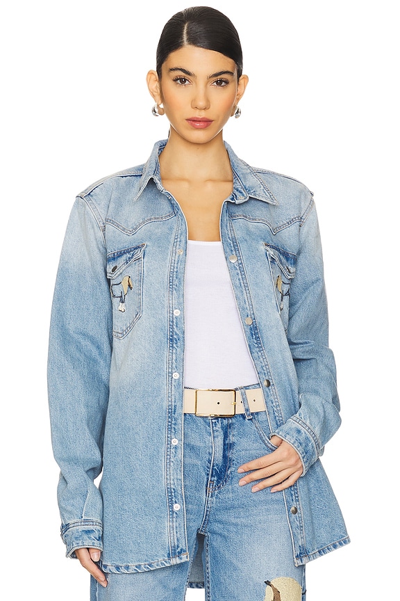 view 2 of 6 Horsey Shirt in Light Blue