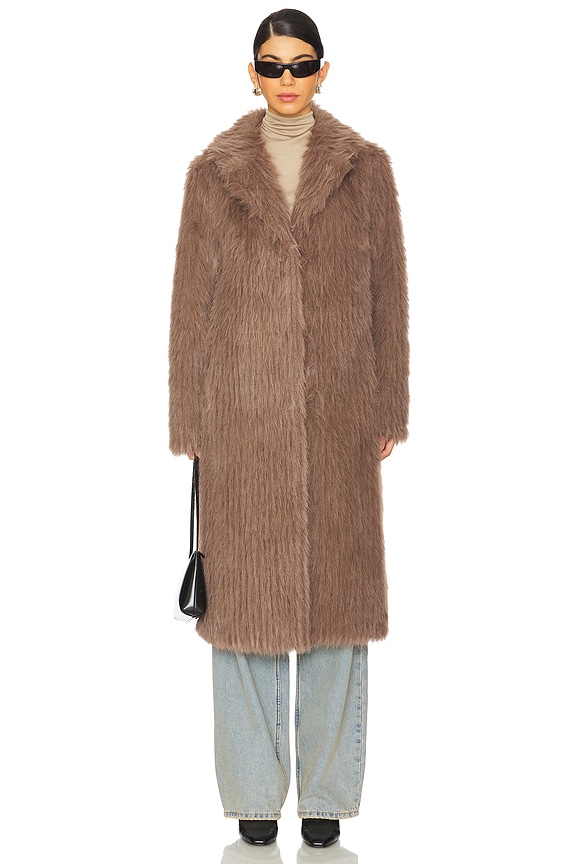 view 2 of 4 Retro Faux Fur Coat in Chocolate