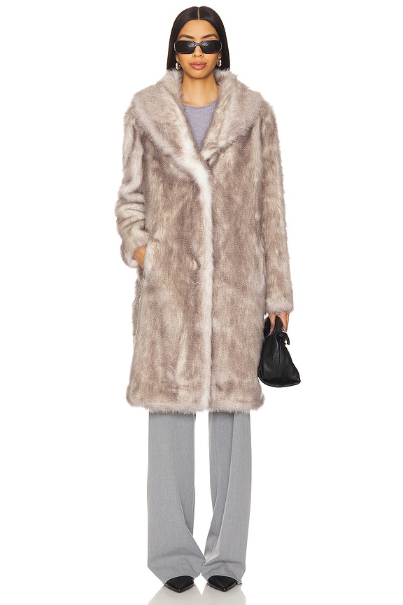 view 2 of 4 Elixir Faux Fur Coat in Grey & Natural