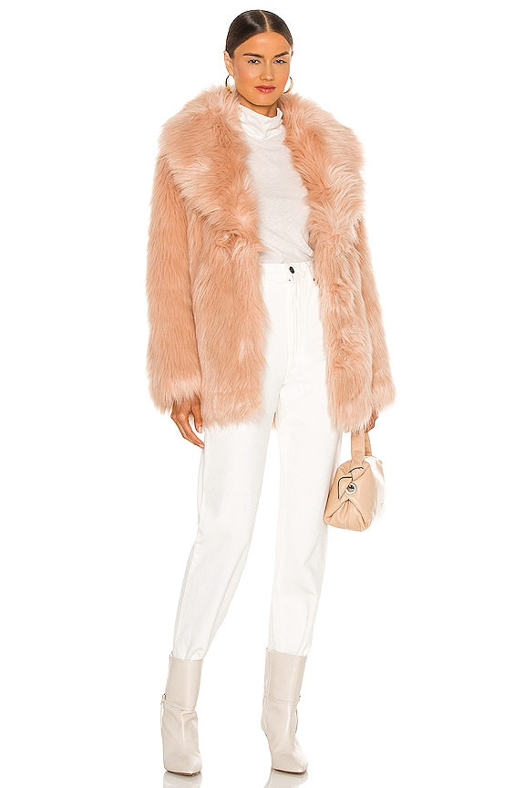view 1 of 4 Premium Rose Faux Fur Jacket in Shell Pink