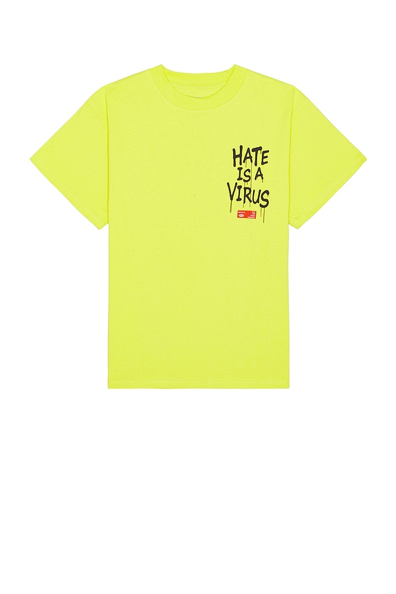 view 2 of 3 Hate is a Virus Tee in Neon Yellow