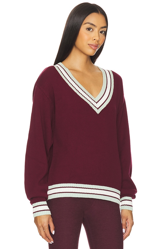 view 2 of 4 Josette V Neck Knit Sweater in Merlot