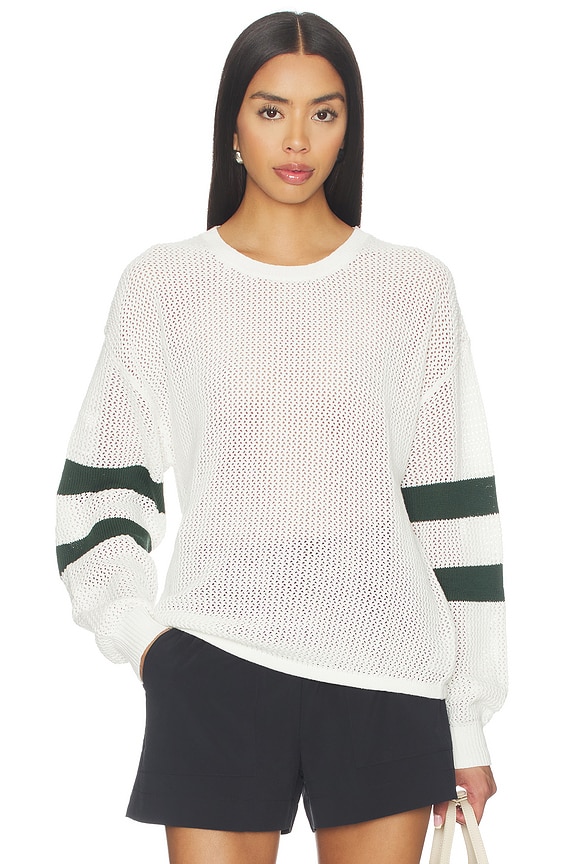 view 2 of 4 Fenway Sebastian Knit Crew Sweatshirt in Green & Cream