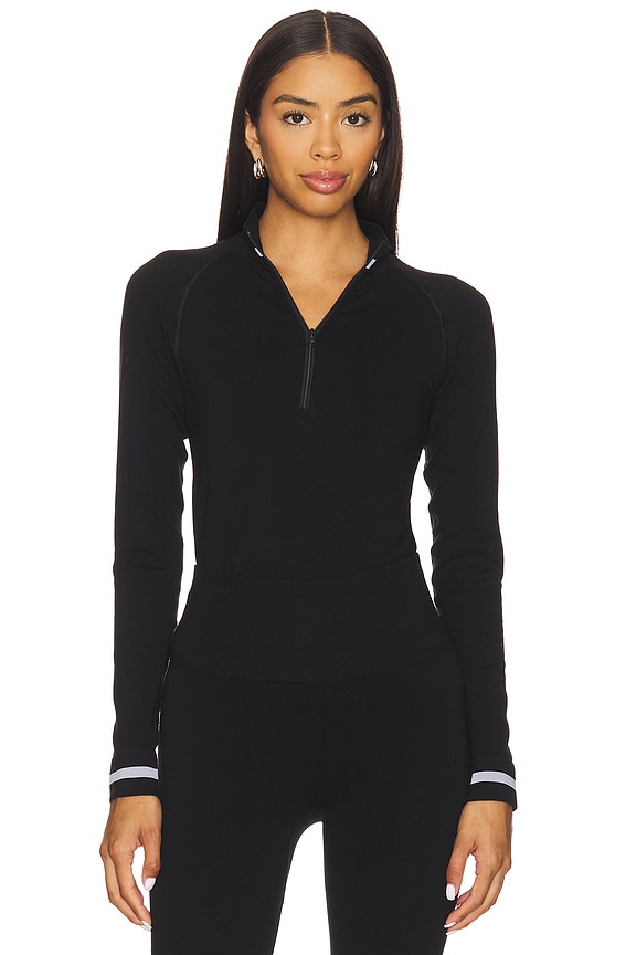 view 2 of 4 Wool Seamless Quarter Zip Baselayer in Black
