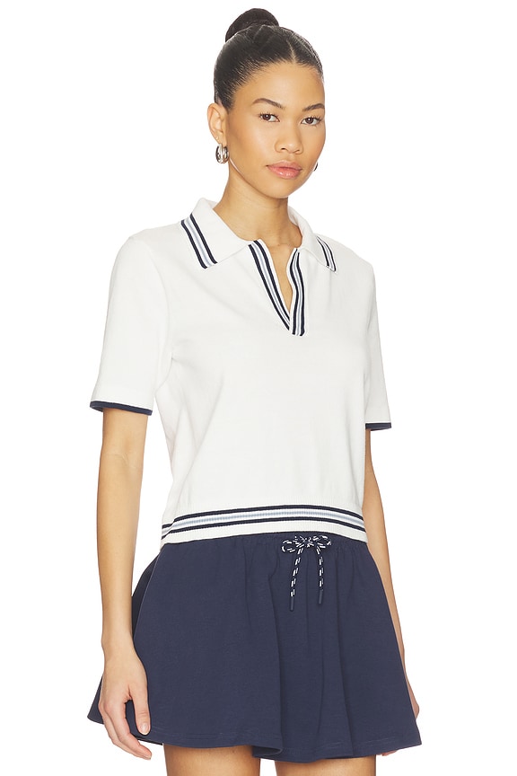 view 2 of 4 Archie Collared Knit Polo Top in White