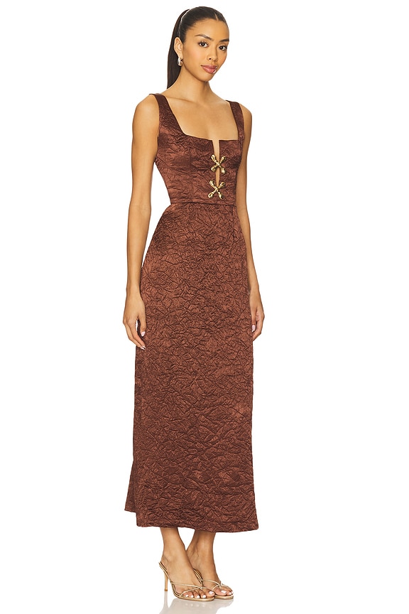 view 2 of 4 ROBE EN ACÉTATE LAUREN in Umber