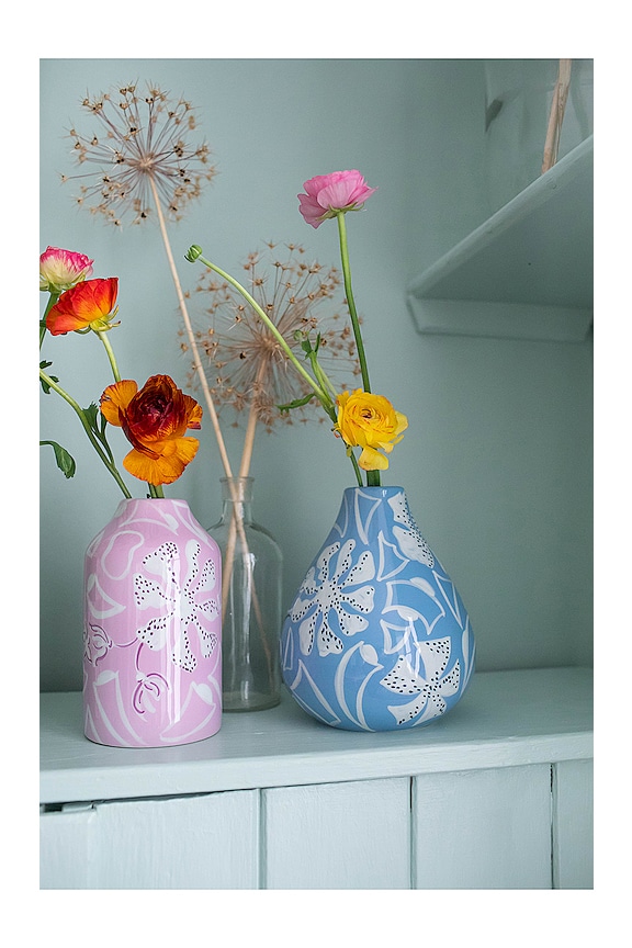 view 2 of 8 Drop It Like Its Hot Vase in Atlantic Blue & White