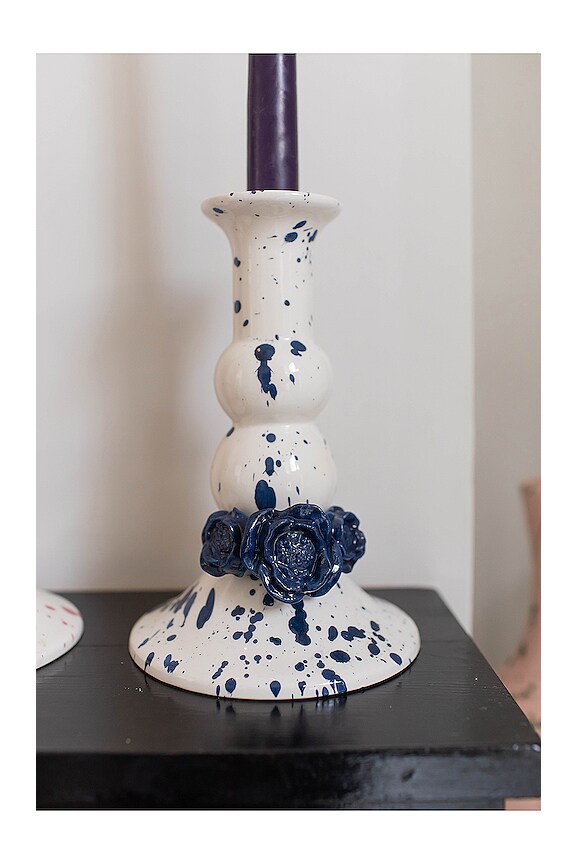 view 2 of 6 Lumiere Candle Holder 3d Flowers in Midnight