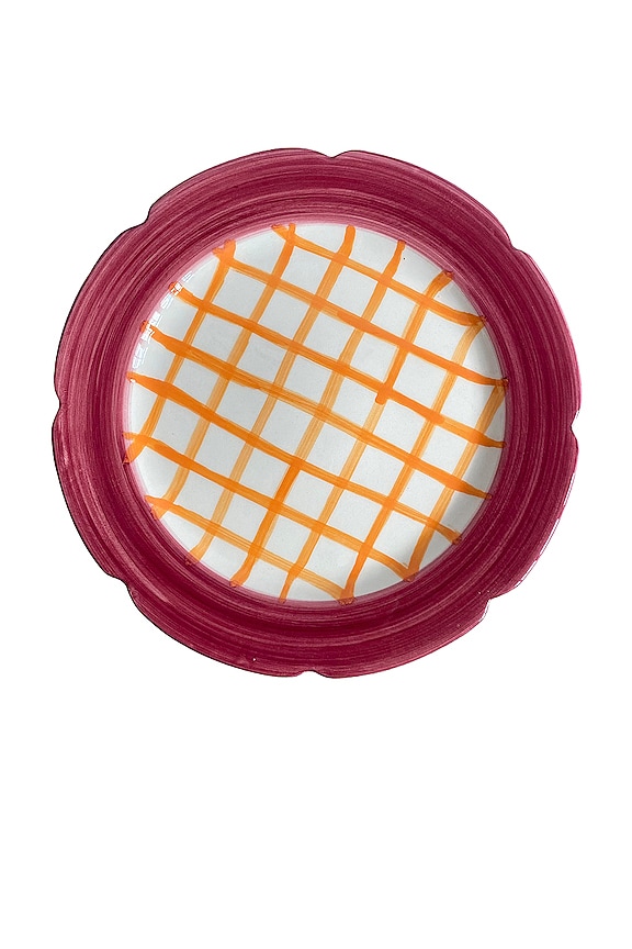view 2 of 4 Hot Cakes Cake Stand in Raspberry & Orange Gingham