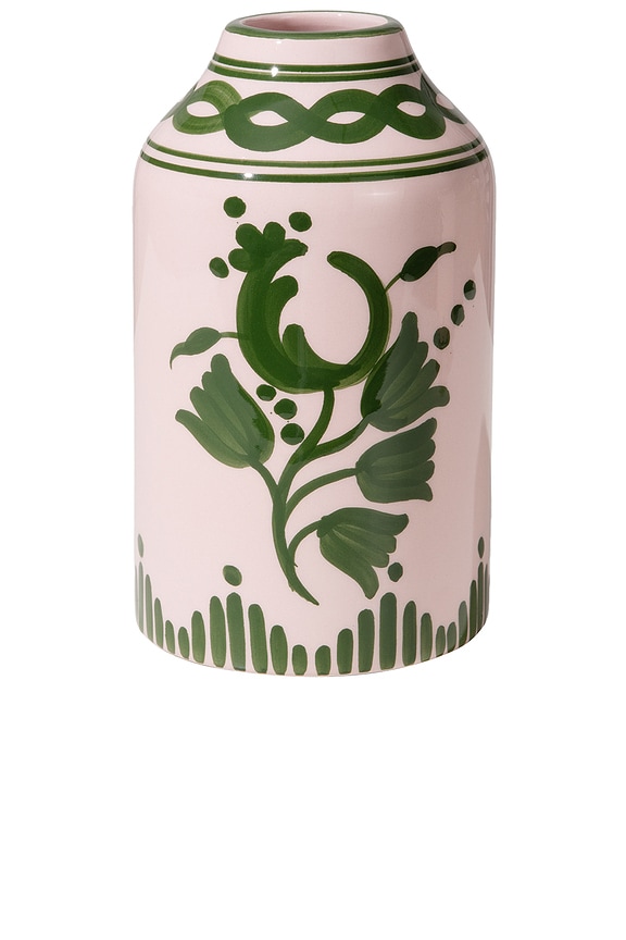 view 1 of 3 Genie in A Bottle Vase in Nude & Forest Green