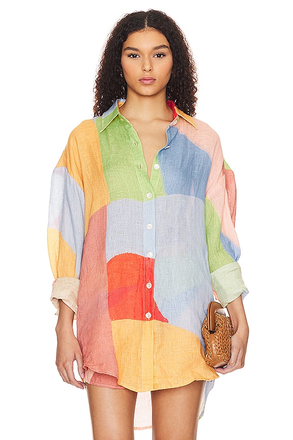 view 2 of 5 Playa Oversized Shirt in Abstract Colorblock EcoLinen