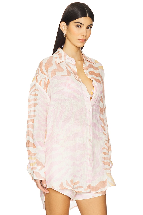 view 2 of 4 Playa Linen Boyfriend Shirt in Gold Coast