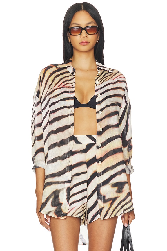 view 1 of 4 Playa Boyfriend Shirt in Shell Stripe