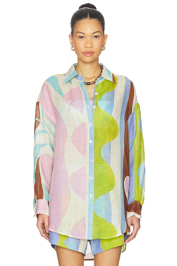 view 2 of 6 Playa Boyfriend Shirt in Coast Colorblock