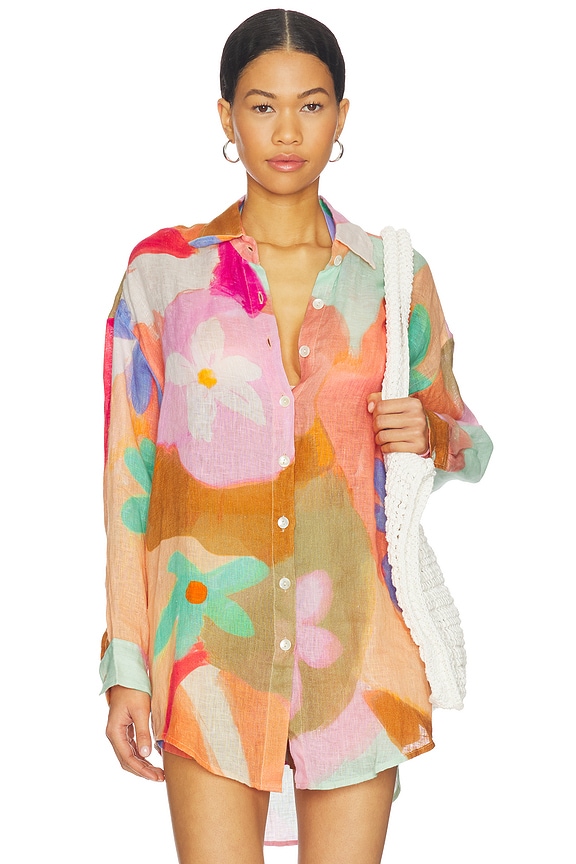 view 2 of 6 CAMISA ABOTONADA PLAYA in In Bloom Colorblock