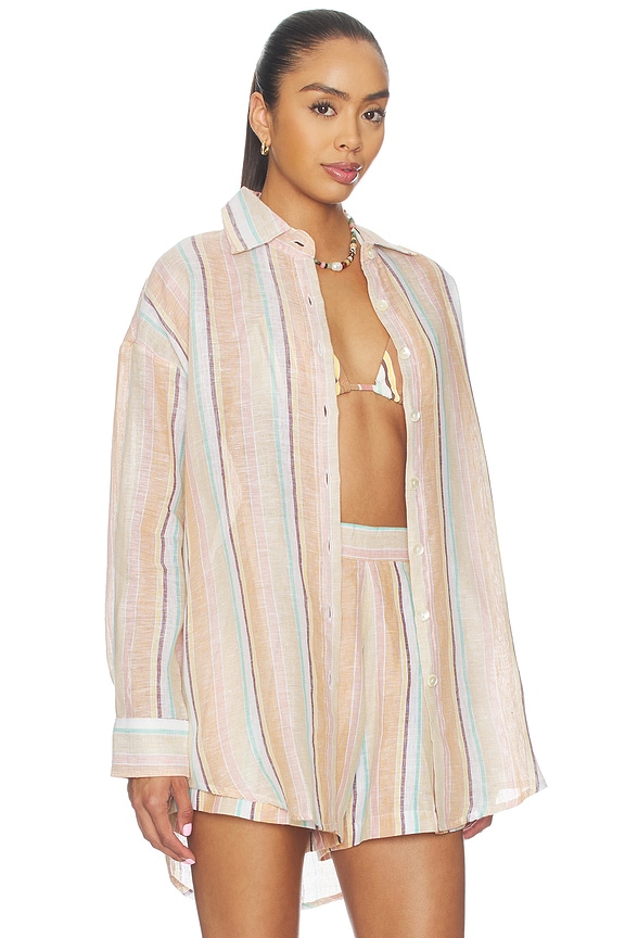view 2 of 5 Playa Boyfriend Shirt in Sand Dunes Stripe