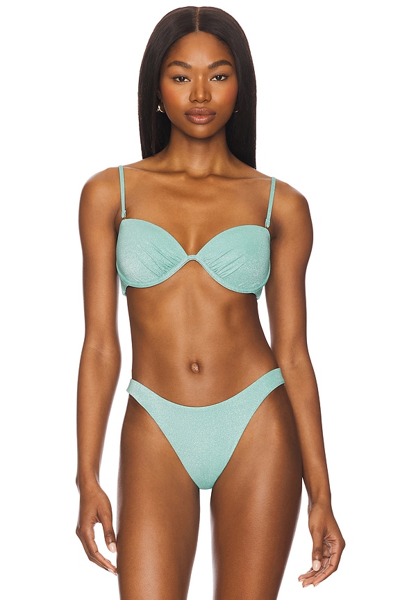 view 2 of 5 Mabel Bikini Top in Aqua Metallic