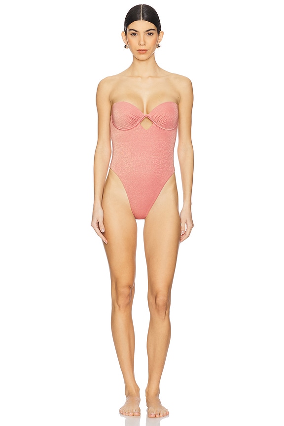 view 2 of 4 Mabel Underwire Bandeau One Piece in Pink Metallic