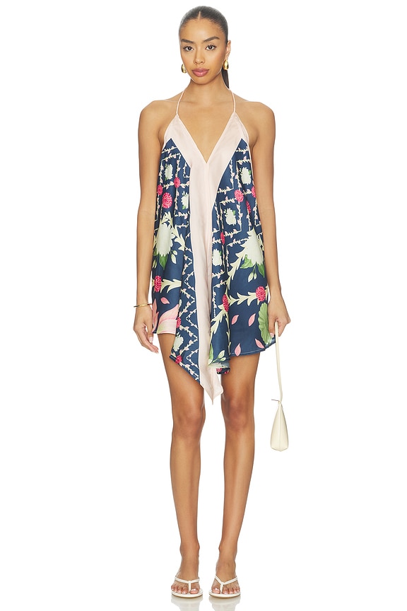 view 1 of 3 Handkerchief Mini Dress in Navy Lotus Scarf