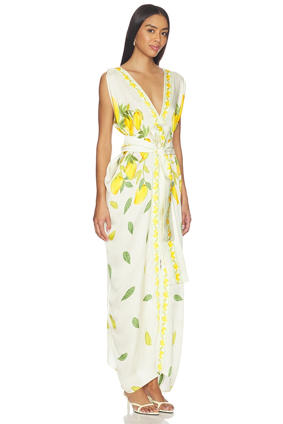 view 2 of 4 Dripping Alphonso Silk Dress in Ivory Mangoes