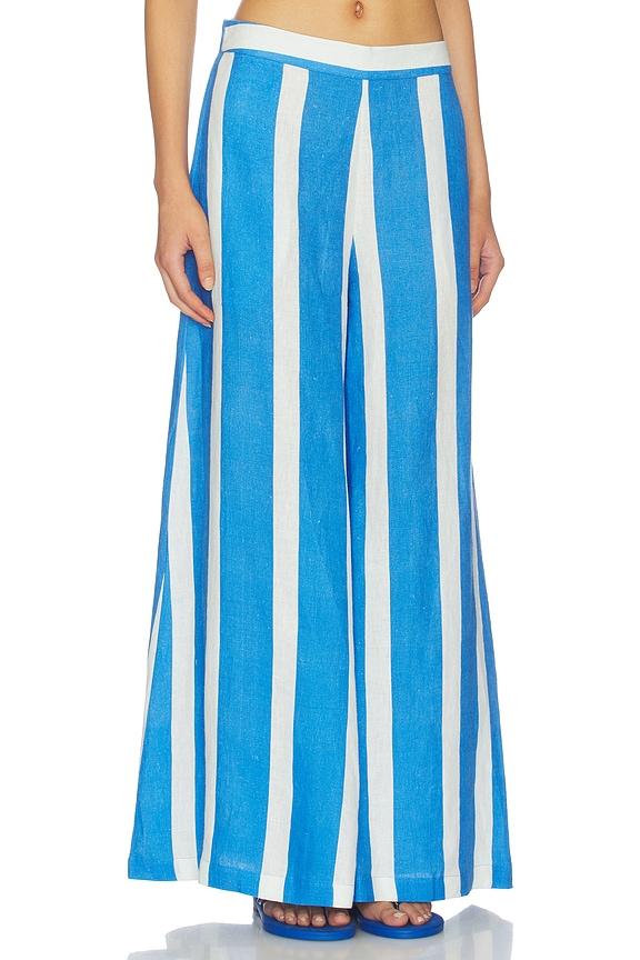 view 2 of 6 Linen Lounge Pants in Ivory & Blue Stripe
